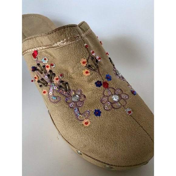 Hot Menu Womens Mules Shoes Multicolor Floral Slip - Picture 7 of 9